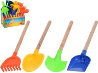 Инструменты для песка детские 42сm, деревянная ручка, 4 вида