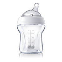 Biberon din sticla Chicco Natural Feeling cu tetina din silicon (0+ luni) 150 ml