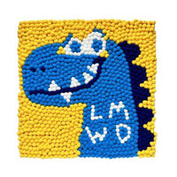 Набор для творчества New World B56 Tablou cu pompoane 30x30cm Dino albastru