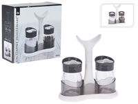 Set pentru sare si piper din sticla EH 2buc 80ml 15X6cm, pe suport