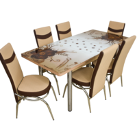 Комплект Келебек ɪɪ 358 (0526)+ 6 стульев merchan кофейного цвета
