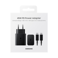 Original Sam. EP-T4510, Fast Travel Charger Compact 45W PD (w/o cable), Black