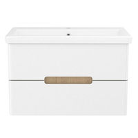 PUERTA комплект мебели 80см белый: тумба подвесная, 2 ящика + умывальник накладной арт 13-16-018