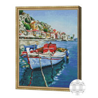 Tablou pe numere Art Gallery QB204443 Mozaic cu diamante patrate 40x50cm Barca langa mal