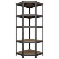 Cтеллаж складской Nex Home Raft metalic colț Budget 1800x700x400x425mm, 5 nivele MDF, Antracit