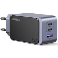 Зарядное устройство сетевое Ugreen 35042 Nexode Air GaN Mini 2*Type-C+USB-A 65W, Black