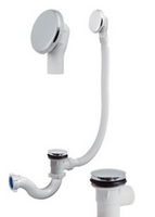 Сифон для ванны D. 1.1/2" x 40 "S"-тип, клик-клак (плоский), с переливом, без гибкой трубы  ОРИО