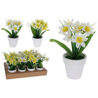 Декор Promstore 55243 Floare artificiala Narcis in ghiveci, 20x7cm, 2 culori