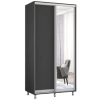 Dulap Mobildor-Lux Aron-P 1.0m-1.8m uși glisante din oglindă și PAL (140x60x210H cm) Anthracite