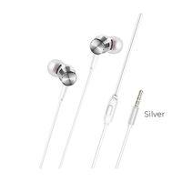 Borofone BM52 silver (728920) Revering wired earphones with microphone, Speaker outer diameter 9MM, cable length 1.2m, Microphone