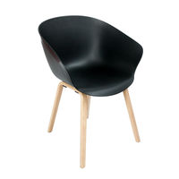 Черный пластиковый стул и деревянные ножки