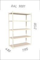 cumpără Raft metalic galvanizat Gama Box 1195Wx480Dx2130H mm, 5 poliţe/0110SM,alb,  RAL 9001 în Chișinău