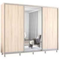 Dulap Mobildor-Lux Aron uși glisante din oglindă și PAL (250x60x210H cm) Sonoma