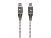 Blister Type-C/Type-C, CM/CM,  1.5 m,  60W charging power,Cablexpert Cotton Braided Spacegrey/White