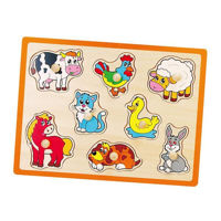 Головоломка Viga 50017 Puzzle din lemn cu buton Animalele de la fermă 8 elem.