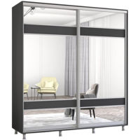 Шкаф Mobildor-Lux Aron cu uși glisante cu oglindă zebra (180x60x200H cm) Anthracite