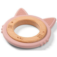 Iinel dentiție BabyOno 1076/02 Inele dentitie din lemn-silicon KITTEN