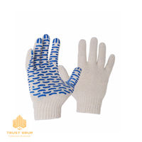 Mănuși din bumbac cu PVC valuri (albastru/alb)