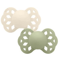 Пустышка BIBS 265102 Set 2 suzete simetrice din silicon Infinity Ivory/Sage (0-6 luni)