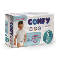 Scutece pentru copii Confy Premium Jumbo Nr.5 BABY JUNIOR (11-18 kg), 50 buc.