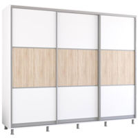 Dulap Mobildor-Lux Aron uși glisante din PAL orizontal (260x60x230H cm) Alb Brilliant