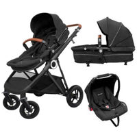 Детская коляска BabyGo BGO-76122 3 in 1 AIR Halime Black, cadru Black