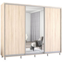 Dulap Mobildor-Lux Aron uși glisante din oglindă și PAL (270x60x230H cm) Sonoma