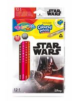 Set de creioane colorate + 1 creion cu 2 culori argintiu/ auriu - Colorino Dinsey Star Wars
