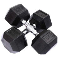 Ganteră LivePro LP8005/15/BK Hex Rubber Dumbbell 15KGx2
