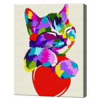 Картина по номерам Art Gallery CX4517 20x30cm Motanas curcubeu cu inimoara