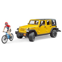 Машина Bruder 2543 Masina de teren Jeep Wrangler Rubicon Unlimited, cu bicicletă MTB și ciclist, 45590