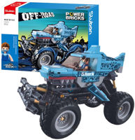 Set de construcție Sluban B1162 Monster Truck Rechinul albastru, cu inerție (273 elem.)