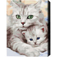 Tablou pe numere BrushMe BS52689FC 40x50 cm (fără cutie) Pisica mamă cu pisoiașul