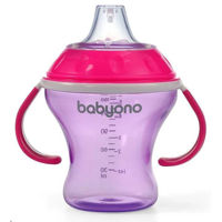 Поильник BabyOno 1456/02 Cana cu sistem anti-varsare cu nasuc di silicon 180ml NATURAL