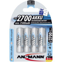 Аккумулятор Ansmann NiMH rechargeable battery Mignon AA / HR6 / 1.2V, 2700mAh, 4 pack