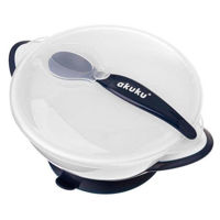 Посуда для кормления Akuku A0503 White/Blue миска с ложкой и крышкой