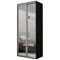 Dulap Nex Home Dulap cu uși glisante, 100x60x220cm, Oglinda, Carbon