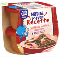 Nestle пюре чечевица-ветчина, 2х200гр, (12+)