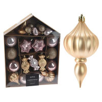 Decor de Crăciun și Anul Nou Promstore 37790 Set decoratiuni pentru brad Bronze, 32buc, cutie