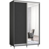 Dulap Mobildor-Lux Aron-S uși glisante din oglindă și PAL (150x60x240H cm) Anthracite