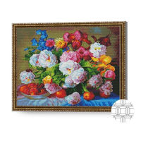 Картина по номерам Art Gallery QB202087 Mozaic cu diamante patrate 40x50cm Buchet luxos de bujori si irisi