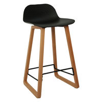купить Барный стул из пластика, деревянные ножки 460x470x865 мм, черный в Кишинёве