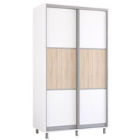 Dulap Mobildor-Lux Aron-S 1.0m-1.8m uși glisante din PAL orizontal (110x60x210H cm) Alb Brilliant