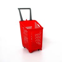 cumpără Coș din plastic cu roti (mâner din plastic) volum 68L, 520*380*900 , roșu în Chișinău
