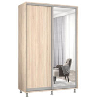 Dulap Mobildor-Lux Aron cu uși glisante din oglindă și PAL (150x60x210H cm) Sonoma