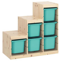 Короб для хранения Ikea Trofast 94x44x91 Light Bleached Pine/Turquoise