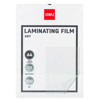Плёнка для ламинирования Deli DLE3817, A4, 125мkм, 100 листов