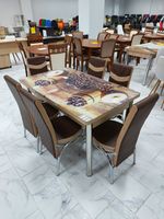 Комплект Келебек ɪɪ 869 + 6 стульев коричневые с бежевым