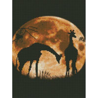 Картина по номерам Strateg HX025 Алмазная мозайка Жираф на фоне луны 30x40