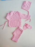Set din muslin Pampy cu camasa (0-3 luni) Roz